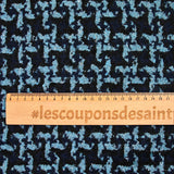Tweed de polyester pied-de-poule ciel et noir