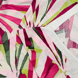 Maille plissée satinée soleil levant vert et rose