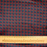 Silk Satin estampado Nápoles Red Diamonds Marine Marine