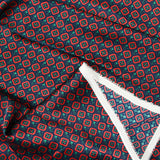 Silk Satin estampado Nápoles Red Diamonds Marine Marine