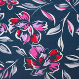 Sweat envers doudou fleurs orchidée et rouge fond marine