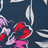 Sweat envers doudou fleurs orchidée et rouge fond marine