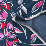 Sweat envers doudou fleurs orchidée et rouge fond marine