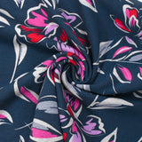 Sweat envers doudou fleurs orchidée et rouge fond marine