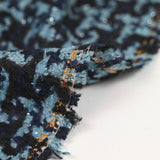 Tweed de polyester pied-de-poule ciel et noir