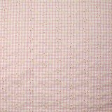 Coton Vichy brodé fond rose pastel