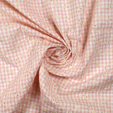 Coton Vichy brodé fond rose pastel