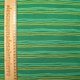 Sweat envers doudou rayé jaune et vert d'eau fond vert prairie
