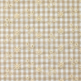 Cotton Vichy embroidered greige background