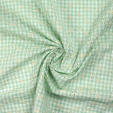 Cotton Vichy embroidered pastel green background