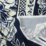 Viscose imprimée amour des fleurs bleu fond blanc cassé