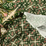 Viscose imprimée mandala botanique vert fond écru
