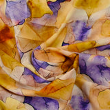 Viscose imprimée Ginkgo jaune et violet