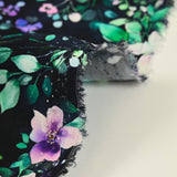 Viscose imprimée papillons de fleurs fond noir