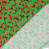 Viscose imprimée découpage vert fond rouge
