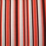 Voile de polyester imprimé rayé corail, blanc cassé et acajou