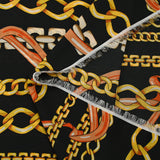 Georgette crepe printed with chain stripes on black background