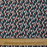 Fine crepe printed with duck and coral painting on a midnight blue background