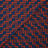 Crepe georgette estampado Love, rojo fuego, fondo marino