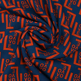 Crepe georgette estampado Love, rojo fuego, fondo marino