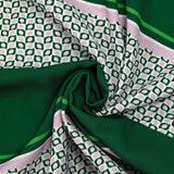 Polyester twill printed with retro lilac and fir green stripes