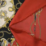 Satin polyester twill printed baroque moldings red background