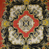 Satin polyester twill printed baroque moldings red background