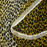 Crinkle Mousseline 100% Wild Print Silk Yellow and White background