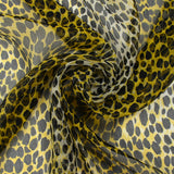 Crinkle Mousseline 100% Wild Print Silk Yellow and White background