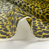 Crinkle Mousseline 100% Wild Print Silk Yellow and White background