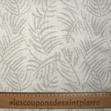 Woven cotton Linen Print Linen Foliage Gray Background White broken