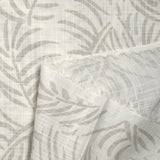 Woven cotton Linen Print Linen Foliage Gray Background White broken