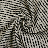 Brocart polycoton rayé Coline noir et blanc cassé