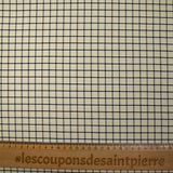 Coton natté à carreaux noir fond écru