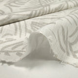 Woven cotton Linen Print Linen Foliage Gray Background White broken