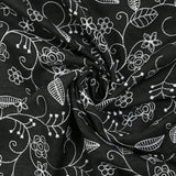 Twill of polyester embroidered soil black background