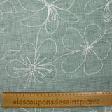 Mottled water green Ariel embroidered canvas