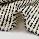 Brocart polycoton rayé Coline noir et blanc cassé