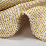 Brocart polycoton rayé Coline jaune et blanc cassé