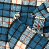 Polyester cardé à carreaux bleu