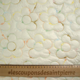 Mutelass embroidered multicolored flowers ecru background