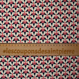 Coton et viscose imprimé graphique rouge fond écru