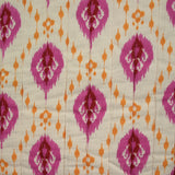 Double gauze padded double side Indian gurugram pink background ecru per meter
