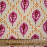 Double gauze padded double side Indian gurugram pink background ecru per meter