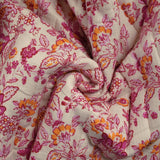 Double gauze padded double side Indian gurugram pink background ecru per meter