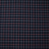Polyviscose tissée-teinte à carreaux rouge et bleu fond marine