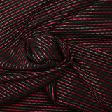 Jacquard polyviscose rayé rouge et kaki fond noir