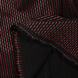 Jacquard polyviscose rayé rouge et kaki fond noir