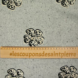 Polyviscose natté motifs floraux floqués gris