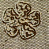 Polyviscose natté motifs floraux floqués marron